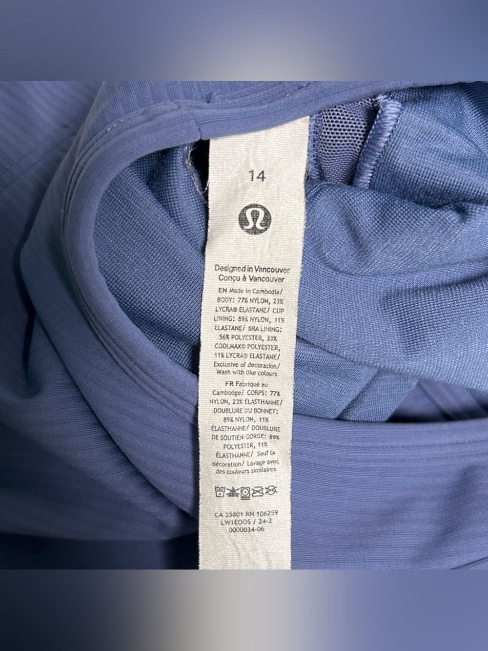 Lululemon Wunder Train Scoop-Neck Ribbed Tank Top -- Oasis Blue (size 14) - Picture 4 of 6
